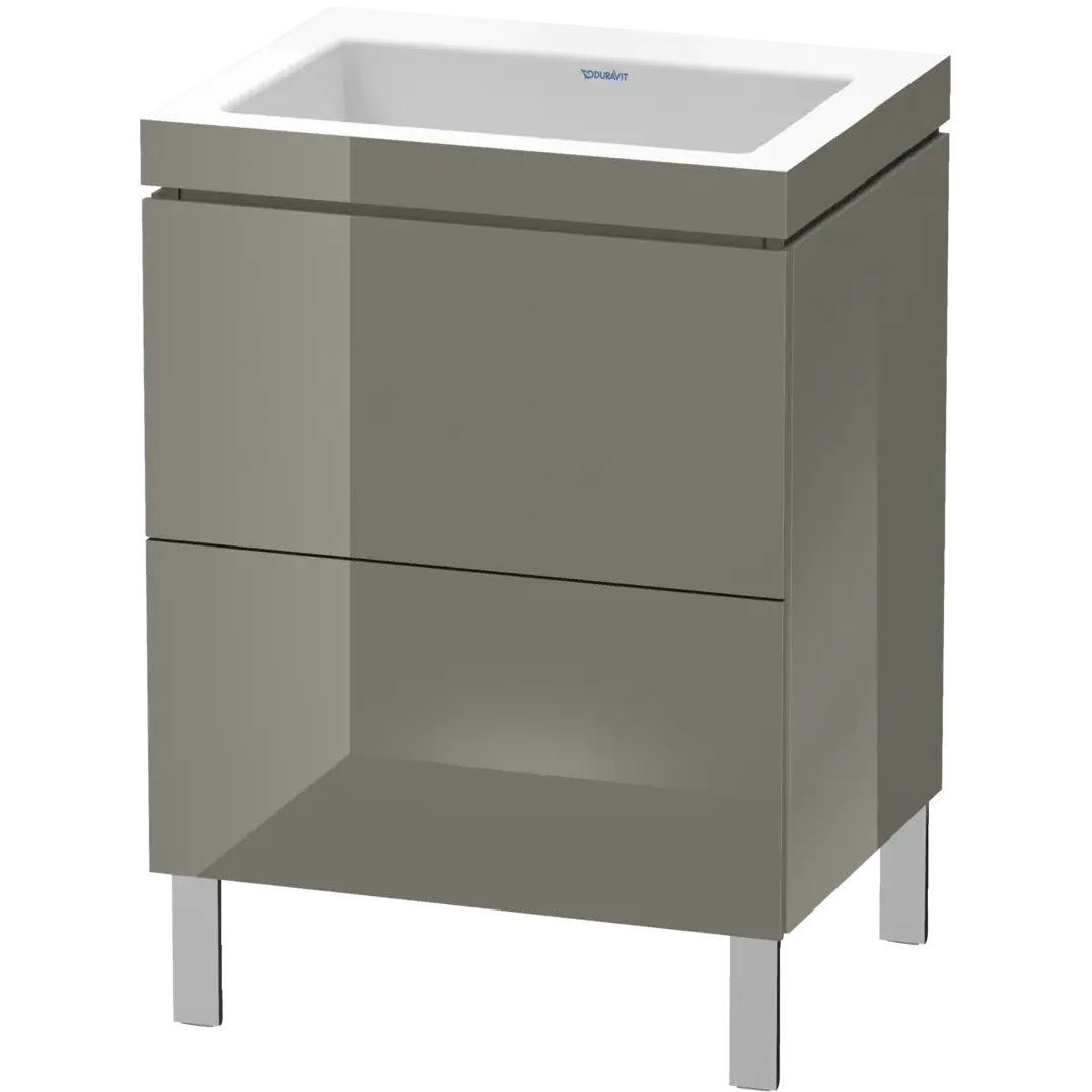 Duravit L-Cube 24" x 27" x 19" Flannel Gray Two Drawer C-Bonded Floorstanding Vanity Kit (LC6936N8989)
