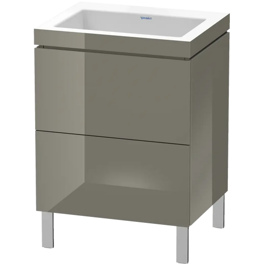Duravit L-Cube 24" x 27" x 19" Flannel Gray Two Drawer C-Bonded Floorstanding Vanity Kit (LC6936N8989)