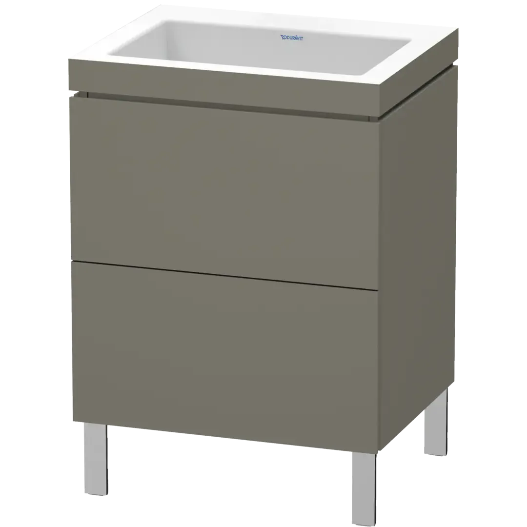 Duravit L-Cube 24" x 27" x 19" Flannel Gray Two Drawer C-Bonded Floorstanding Vanity Kit (LC6936N9090)