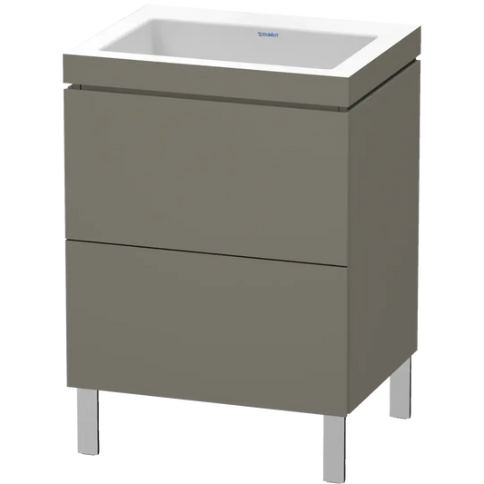 Duravit L-Cube 24" x 27" x 19" Flannel Gray Two Drawer C-Bonded Floorstanding Vanity Kit (LC6936N9090)