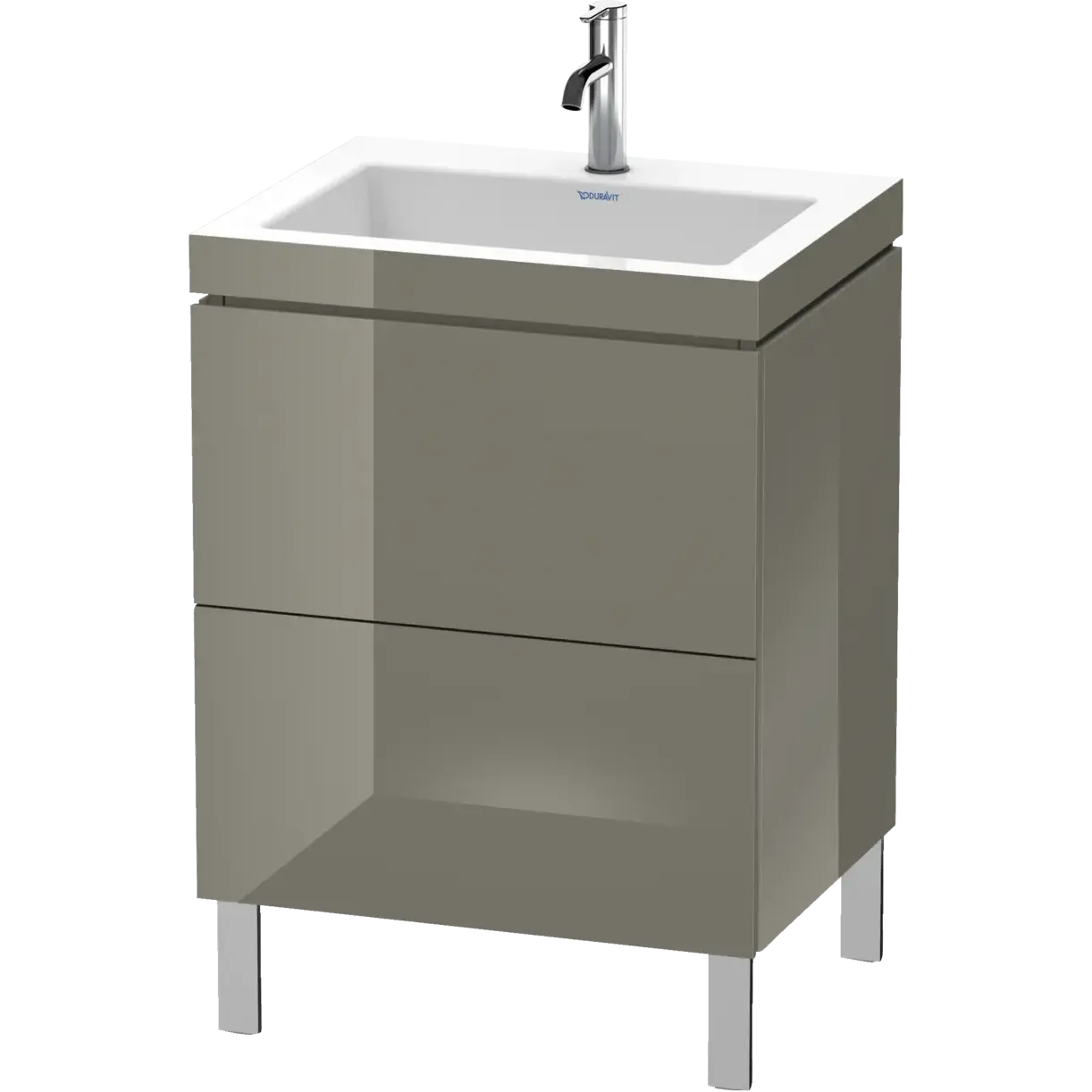 Duravit L-Cube 24" x 27" x 19" Flannel Gray Two Drawer C-Bonded Floorstanding Vanity Kit (LC6936O8989)