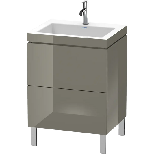 Duravit L-Cube 24" x 27" x 19" Flannel Gray Two Drawer C-Bonded Floorstanding Vanity Kit (LC6936O8989)