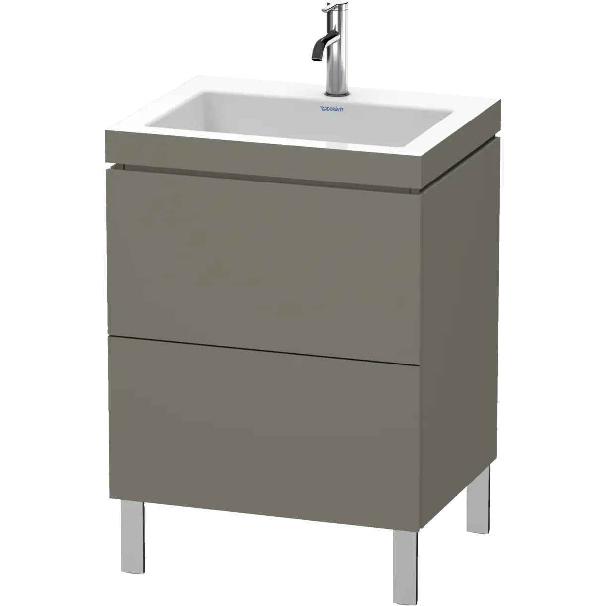 Duravit L-Cube 24" x 27" x 19" Flannel Gray Two Drawer C-Bonded Floorstanding Vanity Kit (LC6936O9090)