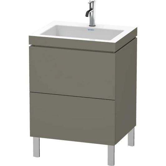 Duravit L-Cube 24" x 27" x 19" Flannel Gray Two Drawer C-Bonded Floorstanding Vanity Kit (LC6936O9090)