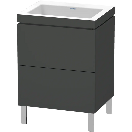 Duravit L-Cube 24" x 27" x 19" Graphite Two Drawer C-Bonded Floorstanding Vanity Kit (LC6936N4949)