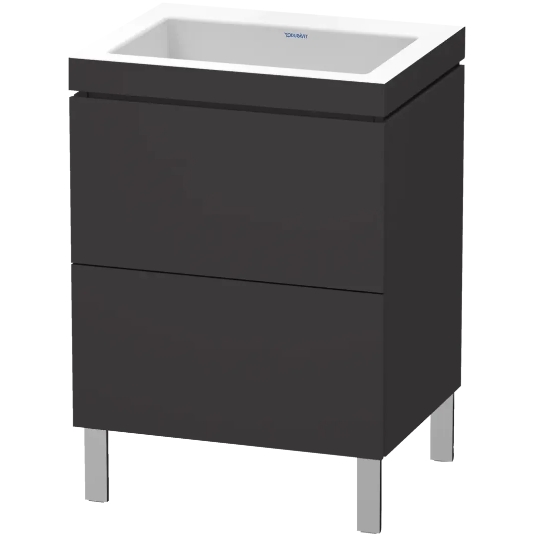 Duravit L-Cube 24" x 27" x 19" Graphite Two Drawer C-Bonded Floorstanding Vanity Kit (LC6936N8080)