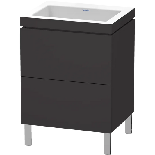 Duravit L-Cube 24" x 27" x 19" Graphite Two Drawer C-Bonded Floorstanding Vanity Kit (LC6936N8080)