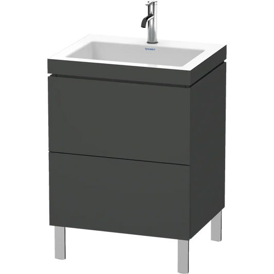 Duravit L-Cube 24" x 27" x 19" Graphite Two Drawer C-Bonded Floorstanding Vanity Kit (LC6936O4949)