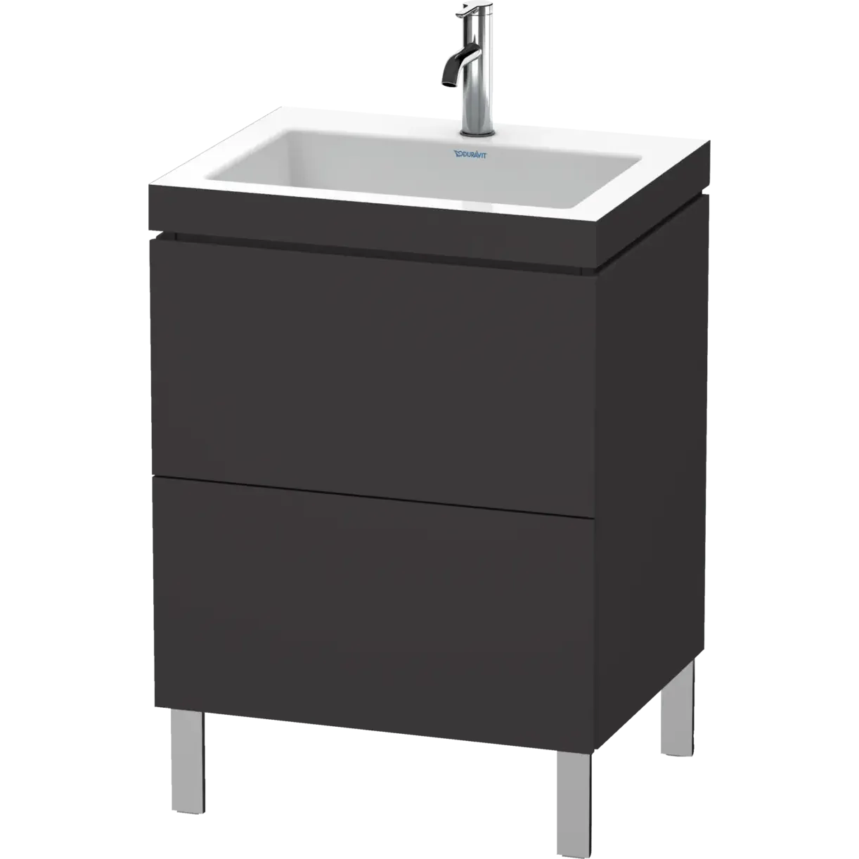 Duravit L-Cube 24" x 27" x 19" Graphite Two Drawer C-Bonded Floorstanding Vanity Kit (LC6936O8080)