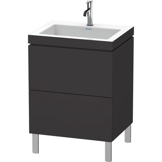 Duravit L-Cube 24" x 27" x 19" Graphite Two Drawer C-Bonded Floorstanding Vanity Kit (LC6936O8080)