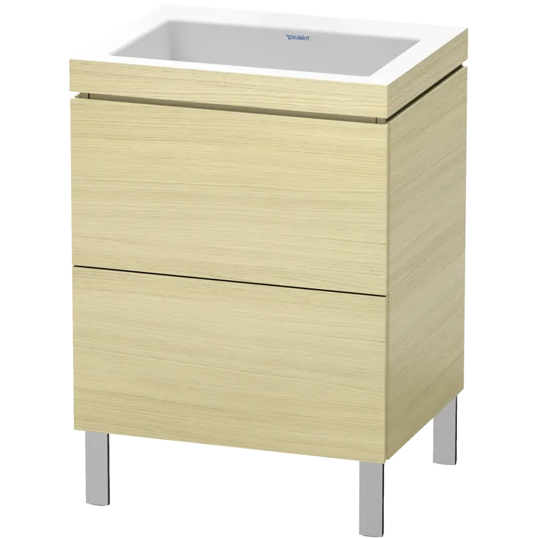 Duravit L-Cube 24" x 27" x 19" Mediterranean Oak Two Drawer C-Bonded Floorstanding Vanity Kit (LC6936N7171)