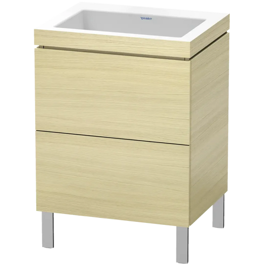 Duravit L-Cube 24" x 27" x 19" Mediterranean Oak Two Drawer C-Bonded Floorstanding Vanity Kit (LC6936N7171)