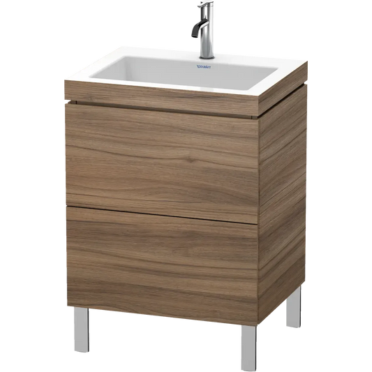 Duravit L-Cube 24" x 27" x 19" Walnut Two Drawer C-Bonded Floorstanding Vanity Kit (LC6936O7979)