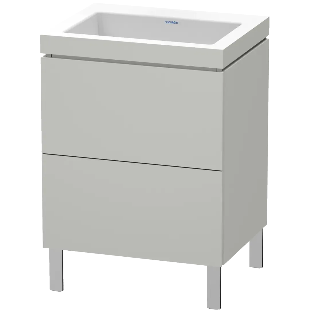 Duravit L-Cube 24" x 27" x 19" White Two Drawer C-Bonded Floorstanding Vanity Kit (LC6936N0707)