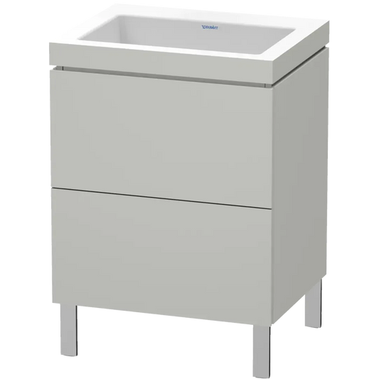 Duravit L-Cube 24" x 27" x 19" White Two Drawer C-Bonded Floorstanding Vanity Kit (LC6936N0707)