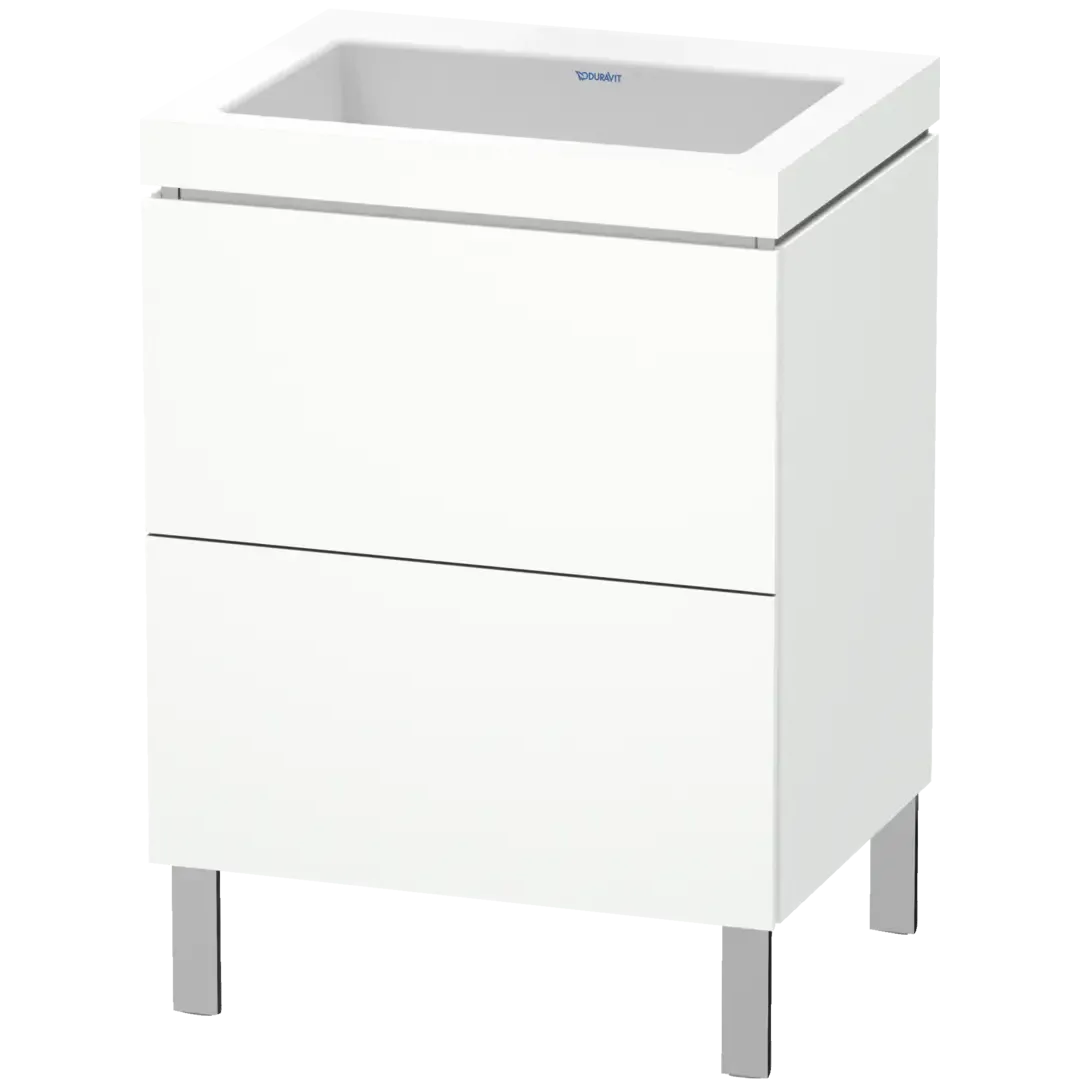 Duravit L-Cube 24" x 27" x 19" White Two Drawer C-Bonded Floorstanding Vanity Kit (LC6936N1818)