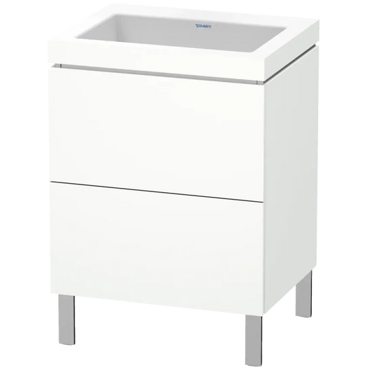 Duravit L-Cube 24" x 27" x 19" White Two Drawer C-Bonded Floorstanding Vanity Kit (LC6936N1818)
