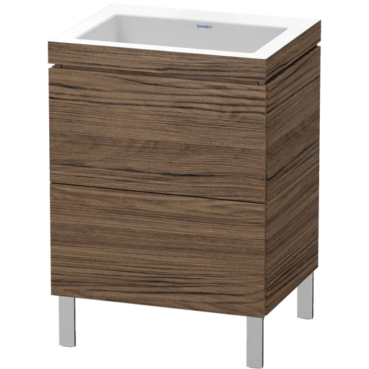 Duravit L-Cube 24" x 27" x 19" White Two Drawer C-Bonded Floorstanding Vanity Kit (LC6936N2121)