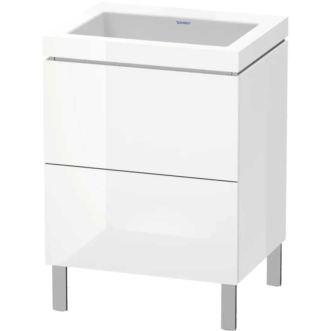 Duravit L-Cube 24" x 27" x 19" White Two Drawer C-Bonded Floorstanding Vanity Kit (LC6936N2222)