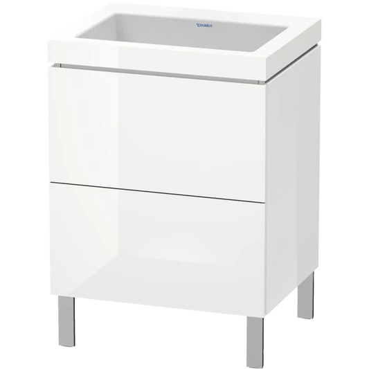 Duravit L-Cube 24" x 27" x 19" White Two Drawer C-Bonded Floorstanding Vanity Kit (LC6936N2222)