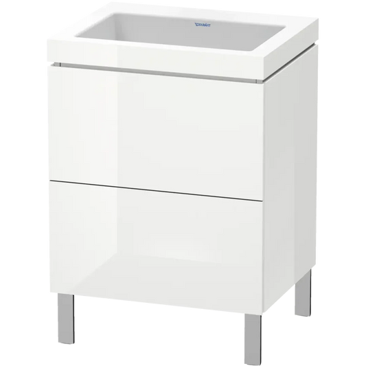 Duravit L-Cube 24" x 27" x 19" White Two Drawer C-Bonded Floorstanding Vanity Kit (LC6936N8585)