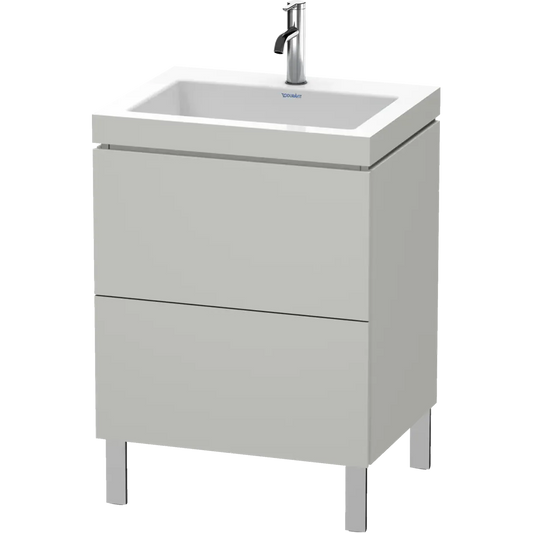 Duravit L-Cube 24" x 27" x 19" White Two Drawer C-Bonded Floorstanding Vanity Kit (LC6936O0707)