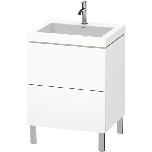 Duravit L-Cube 24" x 27" x 19" White Two Drawer C-Bonded Floorstanding Vanity Kit (LC6936O1818)