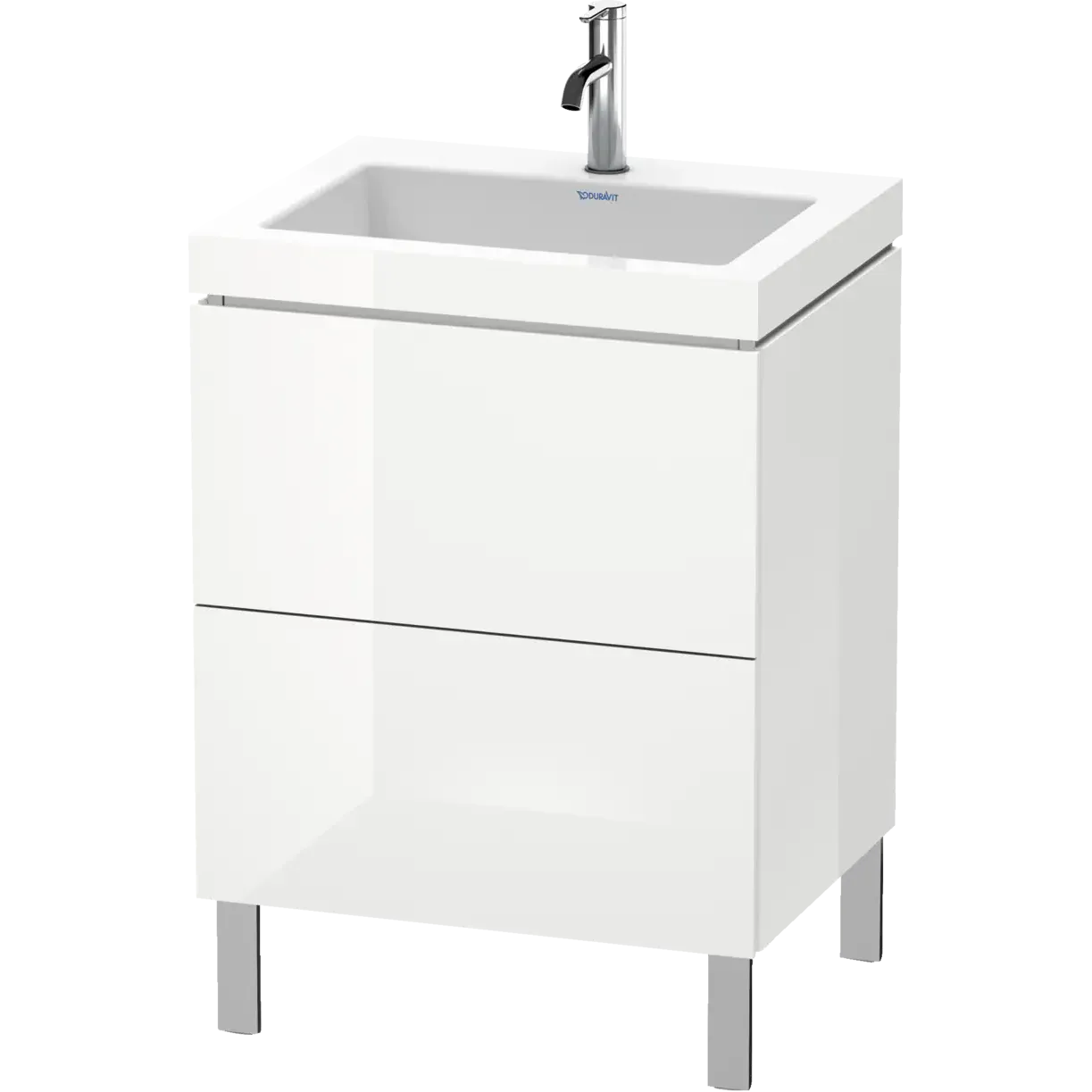 Duravit L-Cube 24" x 27" x 19" White Two Drawer C-Bonded Floorstanding Vanity Kit (LC6936O2222)