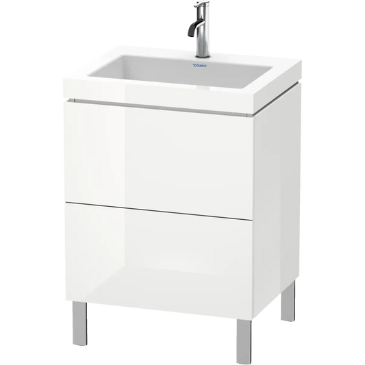 Duravit L-Cube 24" x 27" x 19" White Two Drawer C-Bonded Floorstanding Vanity Kit (LC6936O2222)