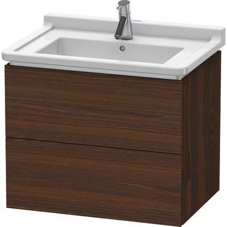 Duravit L-Cube 26" x 22" x 18" Walnut Brushed Two Drawer Wall-Mount Vanity Unit (LC626406969)