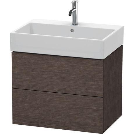 Duravit L-Cube 27" x 21" x 18" Dark Brushed Oak Two Drawer Wall-Mount Vanity Unit (LC627607272)