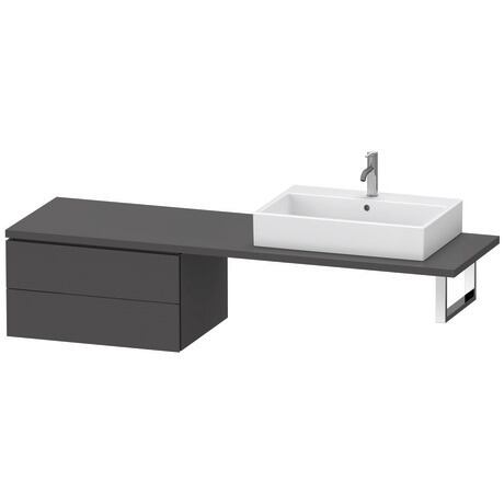 Duravit L-Cube 28" x 16" x 22" Graphite Two Drawer Low Cabinet for Console (LC585904949)