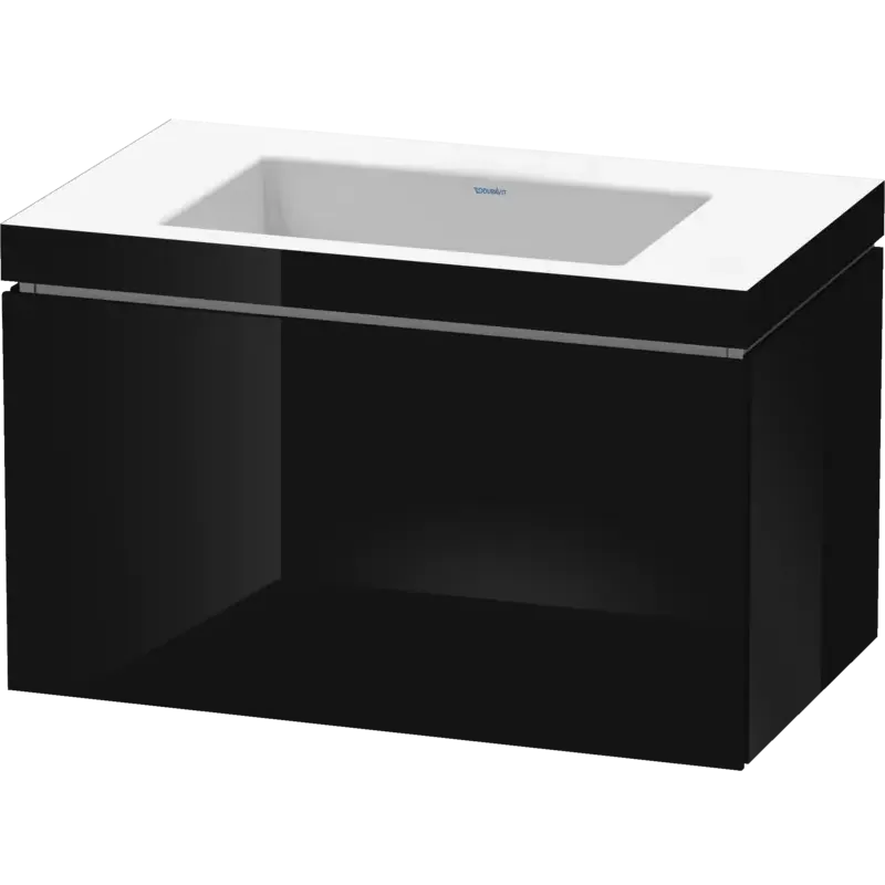 Duravit L-Cube 31" x 20" x 19" Black One Drawer C-Bonded Wall-Mount Vanity Kit (LC6917N4040)
