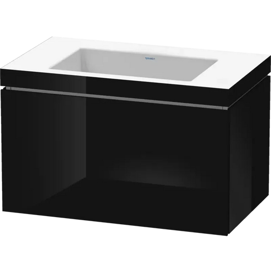 Duravit L-Cube 31" x 20" x 19" Black One Drawer C-Bonded Wall-Mount Vanity Kit (LC6917N4040)