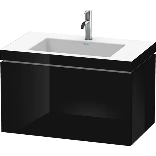 Duravit L-Cube 31" x 20" x 19" Black One Drawer C-Bonded Wall-Mount Vanity Kit (LC6917O4040)