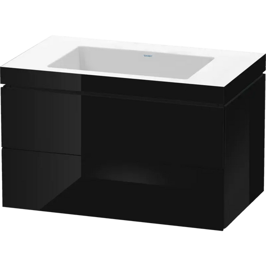 Duravit L-Cube 31" x 20" x 19" Black Two Drawer C-Bonded Wall-Mount Vanity Kit (LC6927N4040)