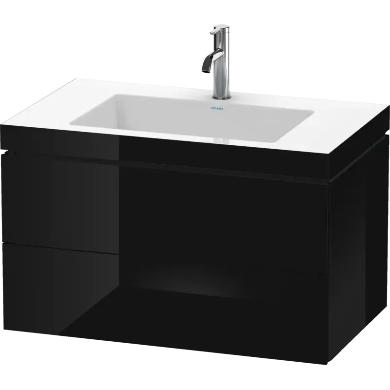Duravit L-Cube 31" x 20" x 19" Black Two Drawer C-Bonded Wall-Mount Vanity Kit (LC6927O4040)
