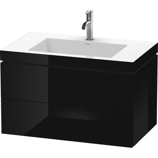 Duravit L-Cube 31" x 20" x 19" Black Two Drawer C-Bonded Wall-Mount Vanity Kit (LC6927O4040)