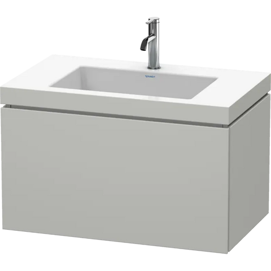 Duravit L-Cube 31" x 20" x 19" Concrete Gray One Drawer C-Bonded Wall-Mount Vanity Kit (LC6917O0707)