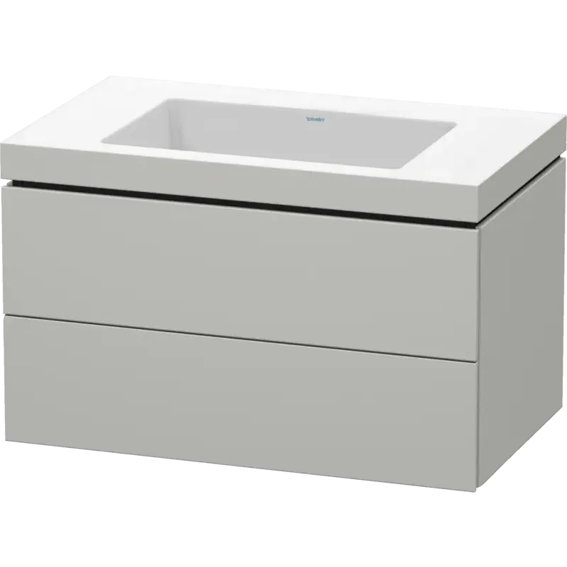 Duravit L-Cube 31" x 20" x 19" Concrete Gray Two Drawer C-Bonded Wall-Mount Vanity Kit (LC6927N0707)