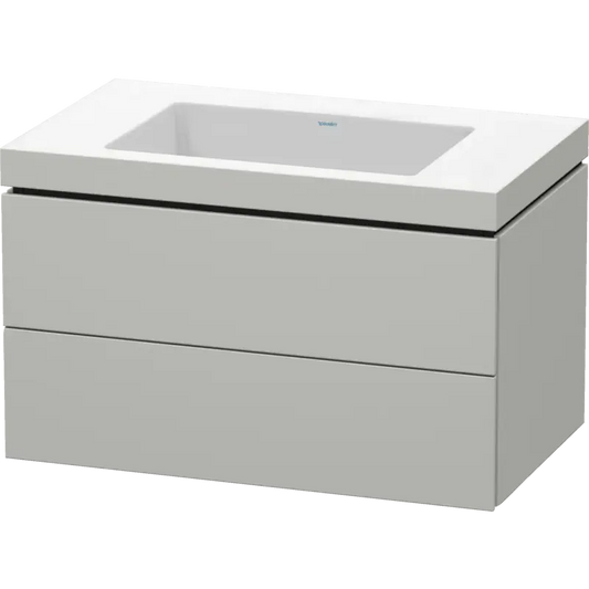 Duravit L-Cube 31" x 20" x 19" Concrete Gray Two Drawer C-Bonded Wall-Mount Vanity Kit (LC6927N0707)