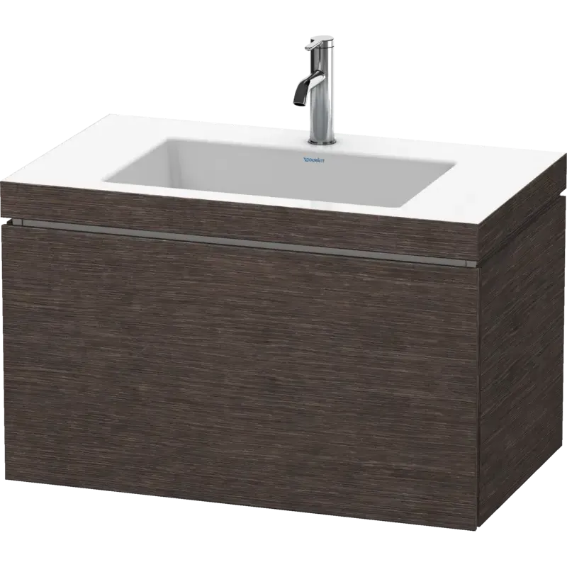 Duravit L-Cube 31" x 20" x 19" Dark Brushed Oak One Drawer C-Bonded Wall-Mount Vanity Kit (LC6917O7272)