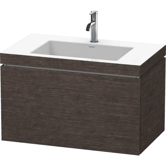 Duravit L-Cube 31" x 20" x 19" Dark Brushed Oak One Drawer C-Bonded Wall-Mount Vanity Kit (LC6917O7272)