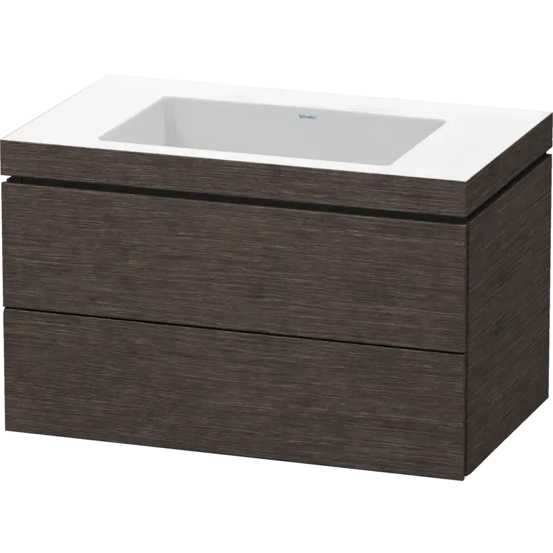 Duravit L-Cube 31" x 20" x 19" Dark Brushed Oak Two Drawer C-Bonded Wall-Mount Vanity Kit (LC6927N7272)