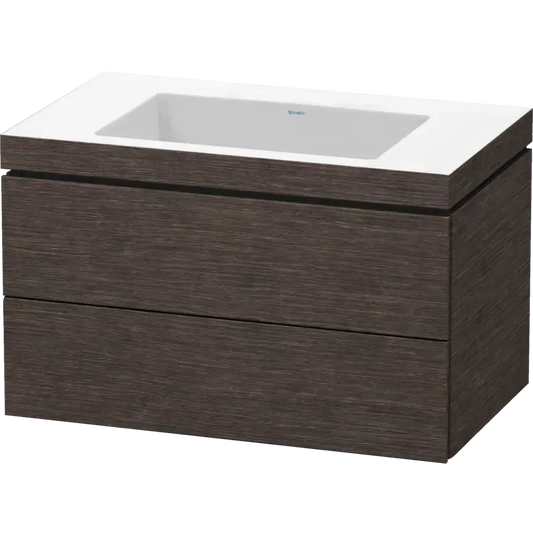 Duravit L-Cube 31" x 20" x 19" Dark Brushed Oak Two Drawer C-Bonded Wall-Mount Vanity Kit (LC6927N7272)