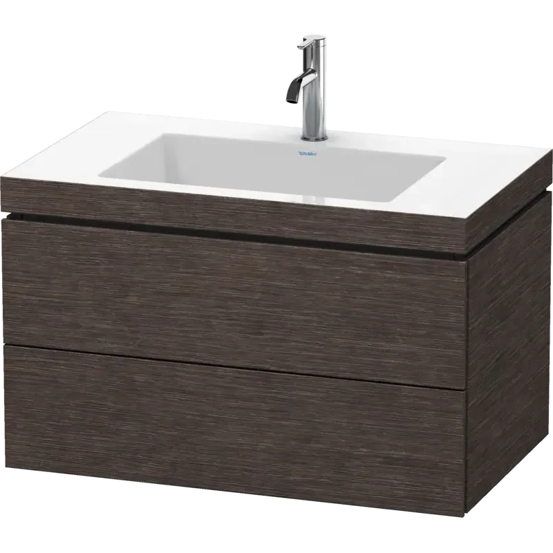 Duravit L-Cube 31" x 20" x 19" Dark Brushed Oak Two Drawer C-Bonded Wall-Mount Vanity Kit (LC6927O7272)