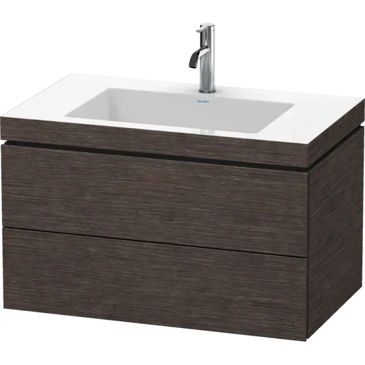 Duravit L-Cube 31" x 20" x 19" Dark Brushed Oak Two Drawer C-Bonded Wall-Mount Vanity Kit (LC6927O7272)