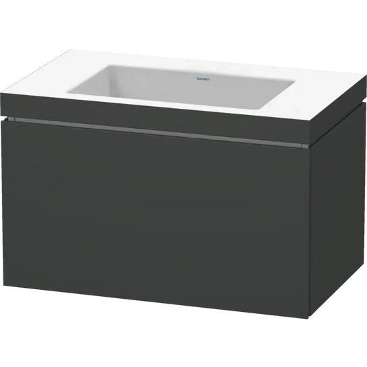 Duravit L-Cube 31" x 20" x 19" Graphite One Drawer C-Bonded Wall-Mount Vanity Kit (LC6917N4949)