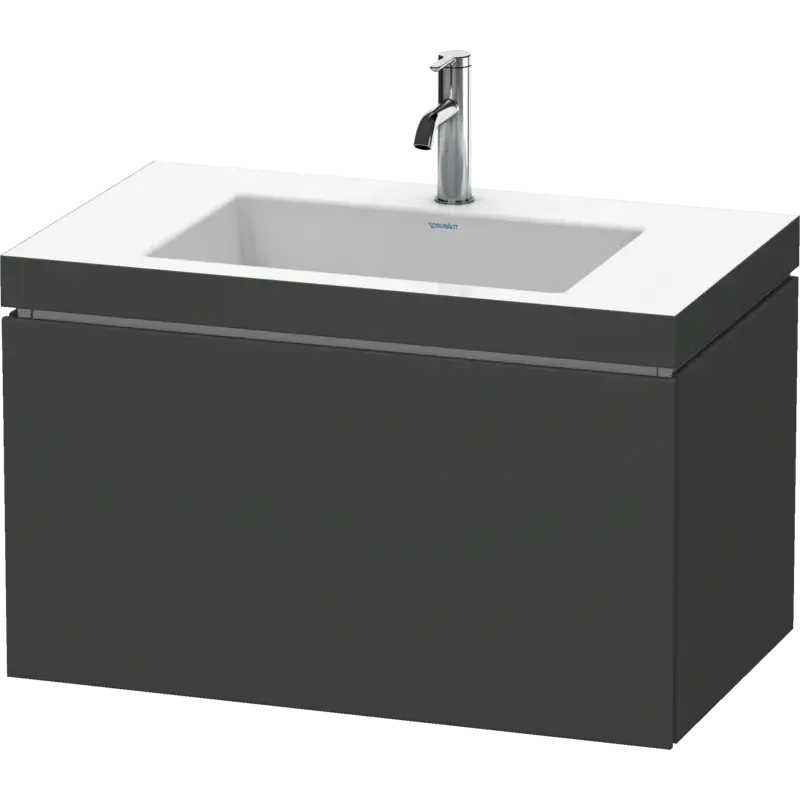 Duravit L-Cube 31" x 20" x 19" Graphite One Drawer C-Bonded Wall-Mount Vanity Kit (LC6917O4949)