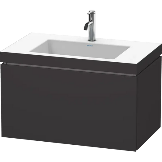 Duravit L-Cube 31" x 20" x 19" Graphite One Drawer C-Bonded Wall-Mount Vanity Kit (LC6917O8080)